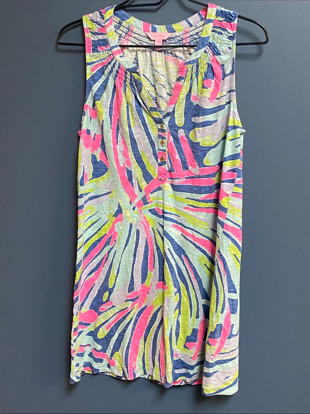 Lilly Pulitzer INDIGO SEA  GEO WAVES Striped Sleeveless DRESS SIZE MEDIUM